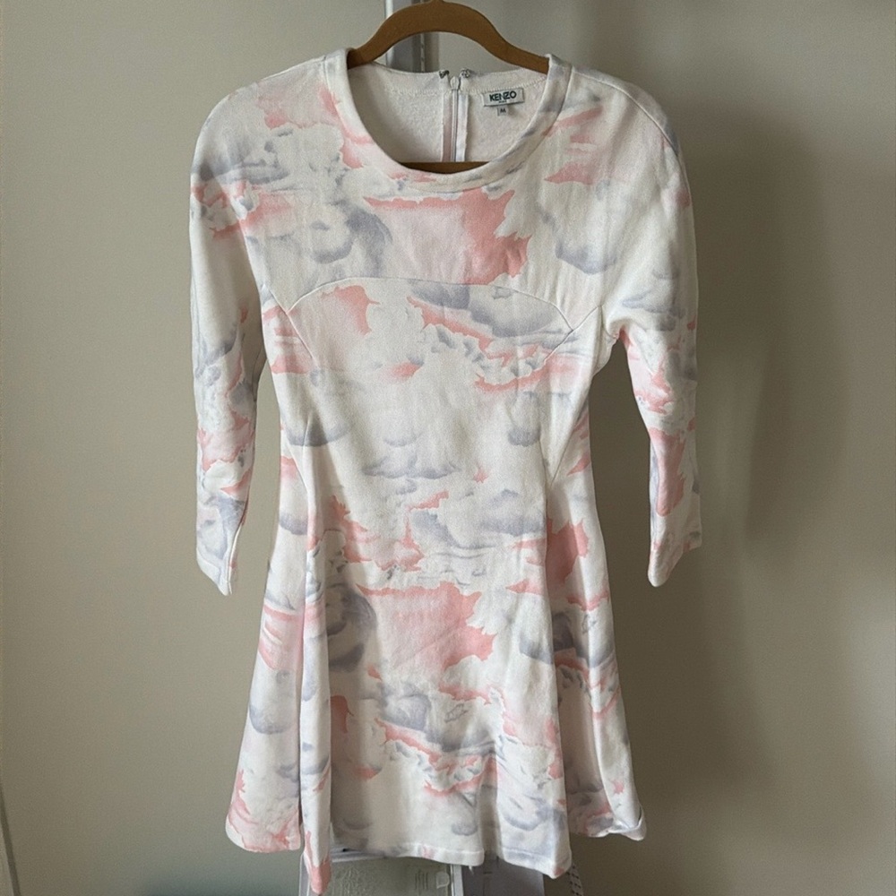 Kenzo Paris pastel skaters cloud mini sweater dress, size M
